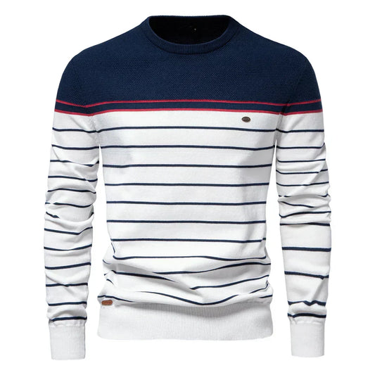 Adrien™ | Pull Rayé Marin